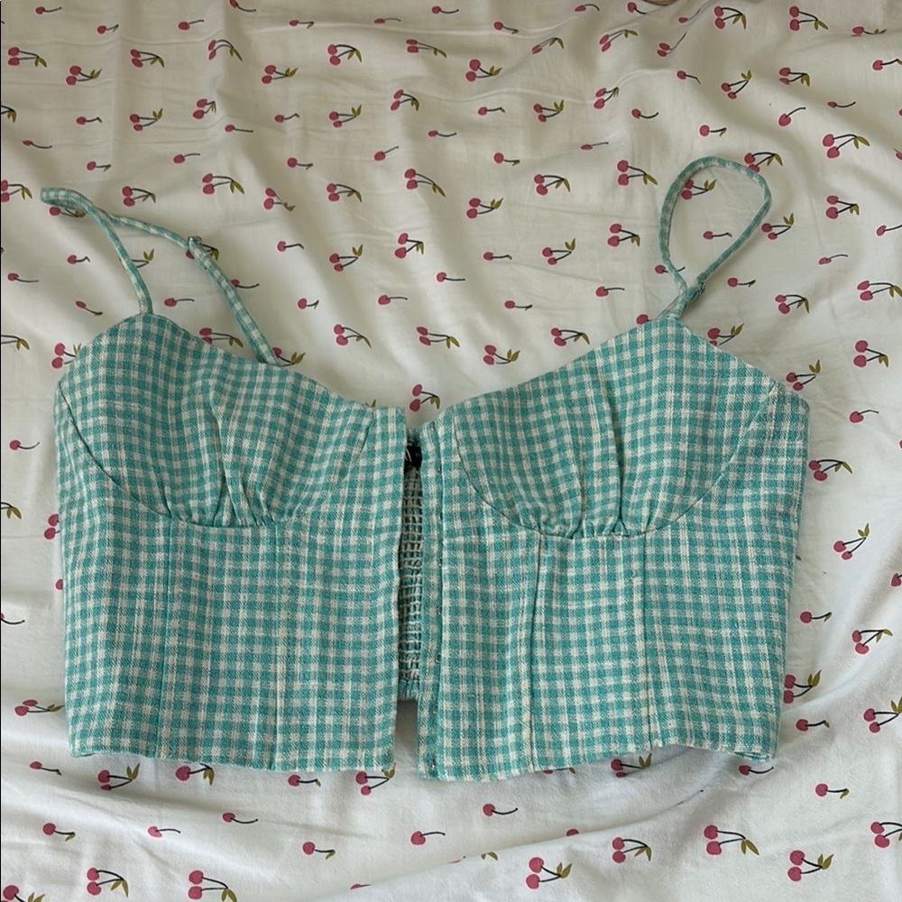 Green Gingham Women's Top